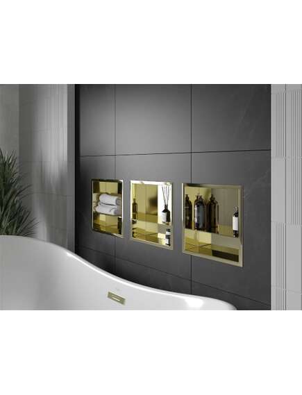 Mexen X-Wall-R półka wnękowa z kołnierzem i półką 30 x 30 cm, złota - 1950303010S, 2 image