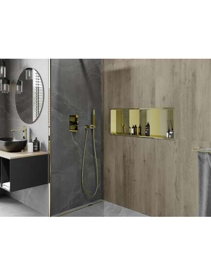 Mexen X-Wall-R półka wnękowa z kołnierzem i półką 90 x 30 cm, złota - 1950903010S, изображение 5