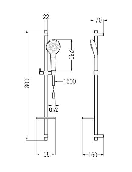 Mexen DQ05 zestaw prysznicowy suwany, złoty - 785054581-50, изображение 2
