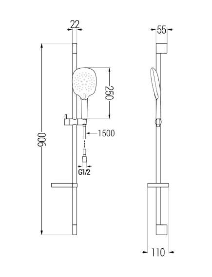 Mexen DS22 zestaw prysznicowy suwany, chrom - 785224583-00, изображение 2