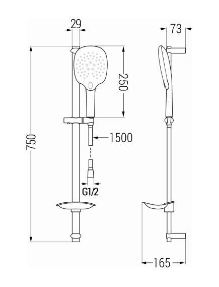 Mexen DB22 zestaw prysznicowy suwany, chrom - 785224584-00, 2 image