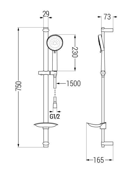 Mexen DB75 zestaw prysznicowy suwany, chrom - 785754584-00, 2 image