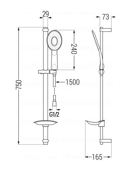 Mexen DB73 zestaw prysznicowy suwany, chrom - 785734584-00, 2 image