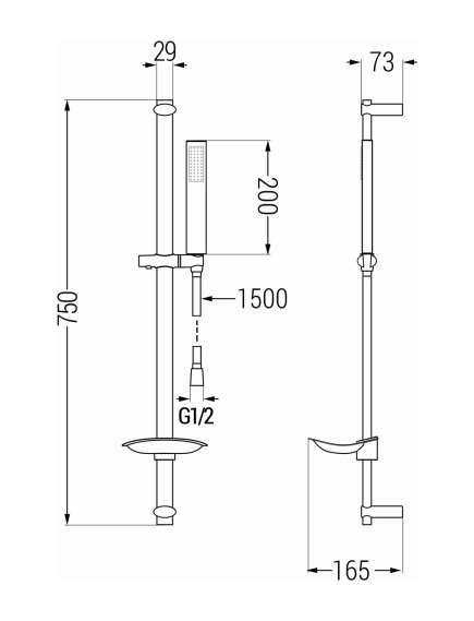 Mexen DB00 zestaw prysznicowy suwany, chrom - 785004584-00, 2 image