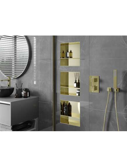 Mexen X-Wall-NR półka wnękowa bez kołnierza z półką 30 x 30 cm, złota - 1951303010S, 4 image