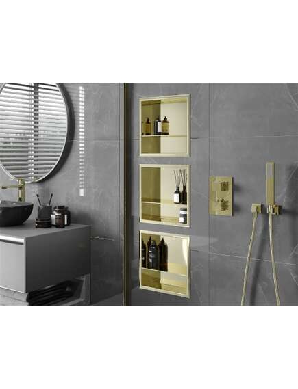 Mexen X-Wall-R półka wnękowa z kołnierzem i półką 30 x 30 cm, złota - 1950303010S, 4 image