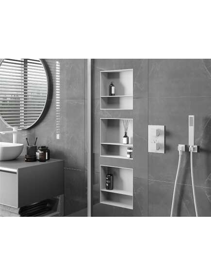 Mexen X-Wall-NR półka wnękowa bez kołnierza z półką 30 x 30 cm, biała - 1921303010S, изображение 4