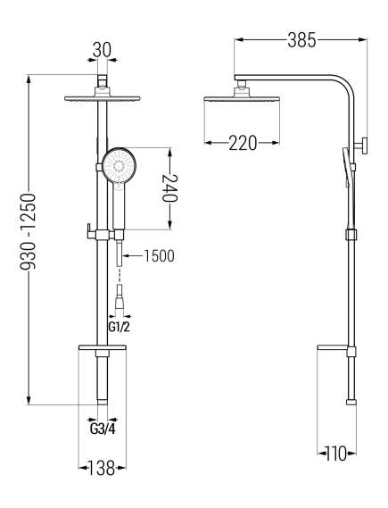 Mexen Q40 kolumna prysznicowa, czarna - 798404095-70, 2 image