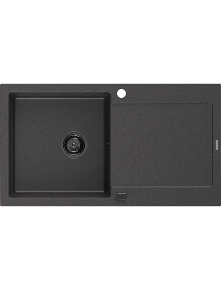Mexen Leo zlewozmywak granitowy 1-komorowy z ociekaczem 900 x 500 mm, czarny nakrapiany, syfon czarny - 6501901010-76-B