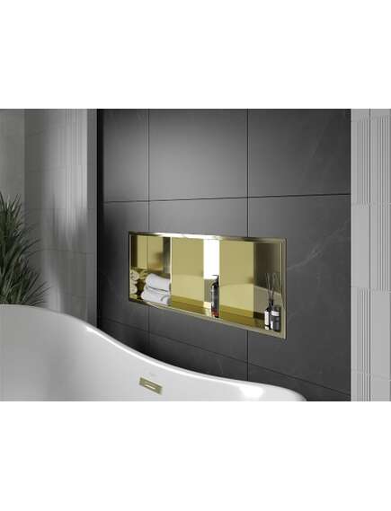 Mexen X-Wall-R półka wnękowa z kołnierzem i półką 90 x 30 cm, złota - 1950903010S, изображение 2