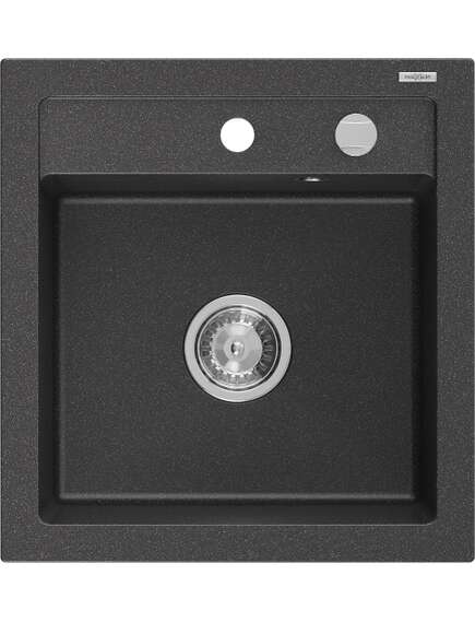Mexen Vito zlewozmywak granitowy 1-komorowy 520 x 490 mm, czarny nakrapiany, syfon chrom - 6503521000-76