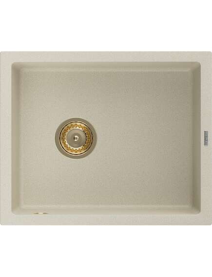Mexen Pedro zlewozmywak granitowy 1-komorowy 560 x 460 mm, beżowy, syfon złoty - 6508561000-69-G