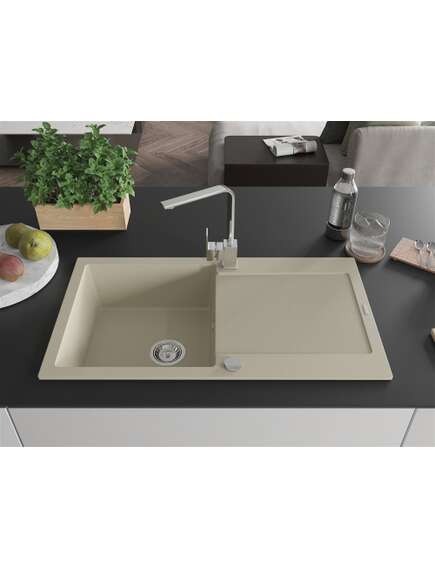 Mexen Leo zlewozmywak granitowy 1-komorowy z ociekaczem i baterią kuchenną Rita, beżowy - 6501-69-670300-00, изображение 3