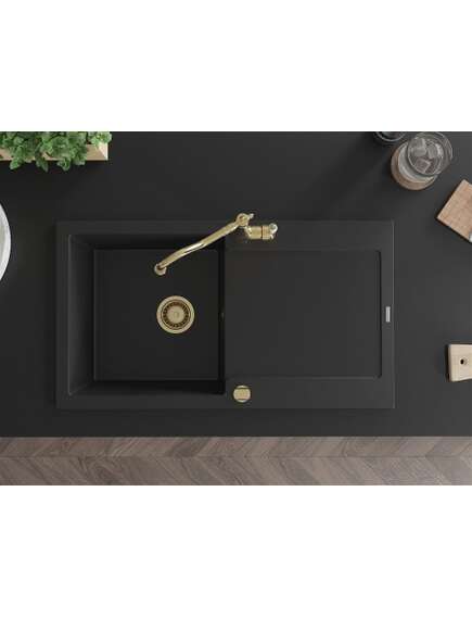 Mexen Leo zlewozmywak granitowy 1-komorowy z ociekaczem i baterią kuchenną Carla, czarny - 6501-77-670700-50, изображение 4