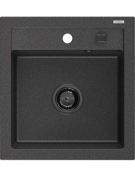 Mexen Vito zlewozmywak granitowy 1-komorowy 520 x 490 mm, czarny nakrapiany, syfon czarny - 6503521000-76-B