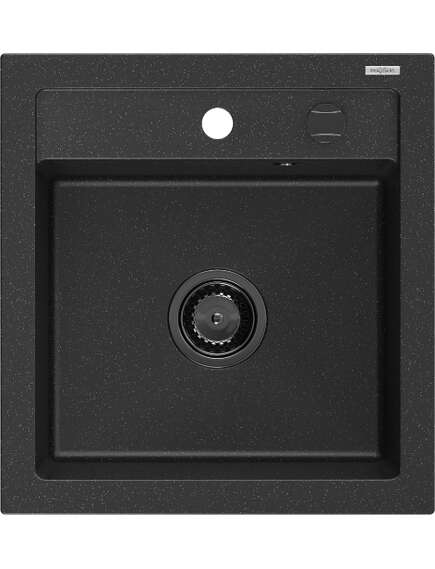 Mexen Vito zlewozmywak granitowy 1-komorowy 520 x 490 mm, czarny/srebrny metalik, syfon czarny - 6503521000-73-B