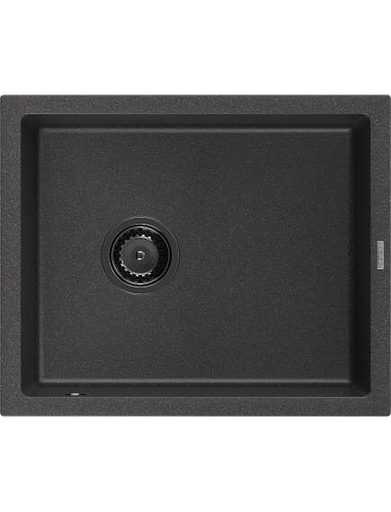 Mexen Pedro zlewozmywak granitowy 1-komorowy 560 x 460 mm, czarny nakrapiany, syfon czarny - 6508561000-76-B