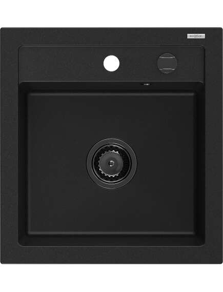 Mexen Vito zlewozmywak granitowy 1-komorowy 520 x 490 mm, czarny, syfon czarny - 6503521000-77-B