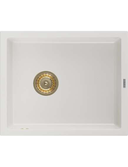 Mexen Pedro zlewozmywak granitowy 1-komorowy 560 x 460 mm, biały, syfon złoty - 6508561000-20-G