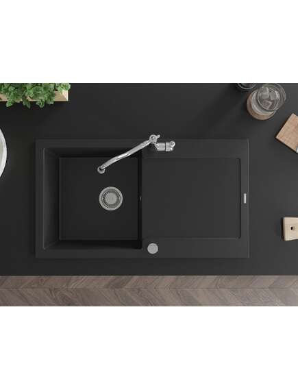 Mexen Leo zlewozmywak granitowy 1-komorowy z ociekaczem i baterią kuchenną Carla, czarny - 6501-77-670700-00, изображение 4