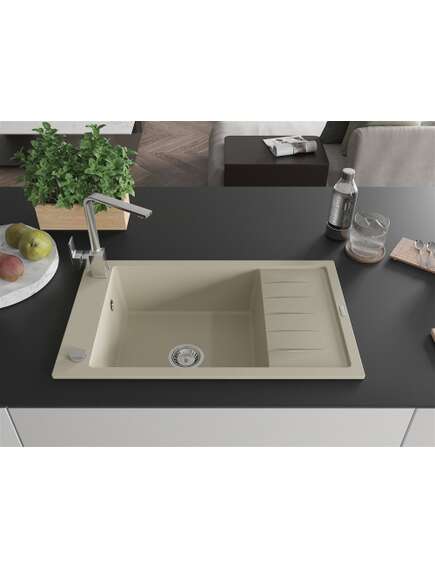 Mexen Elias zlewozmywak granitowy 1-komorowy z ociekaczem i baterią kuchenną Rita, beżowy - 6511-69-670300-00, изображение 3