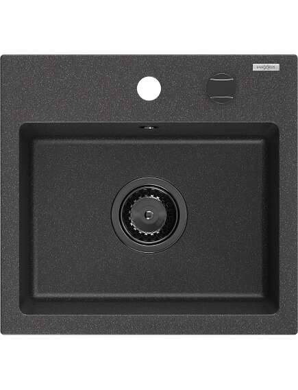 Mexen Milo zlewozmywak granitowy 1-komorowy 435 x 410 mm, czarny nakrapiany, syfon czarny - 6505441000-76-B