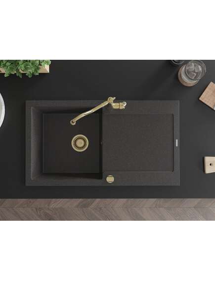 Mexen Leo zlewozmywak granitowy 1-komorowy z ociekaczem i baterią kuchenną Carla, czarny nakrapiany - 6501-76-670700-50, изображение 4