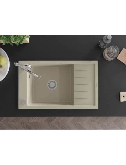 Mexen Elias zlewozmywak granitowy 1-komorowy z ociekaczem i baterią kuchenną Carla, beżowy - 6511-69-670700-00, изображение 4