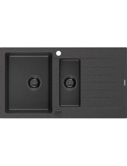 Mexen Matias zlewozmywak granitowy 1,5-komorowy z ociekaczem 900 x 505 mm, czarny nakrapiany, syfon czarny - 6502901505-76-B