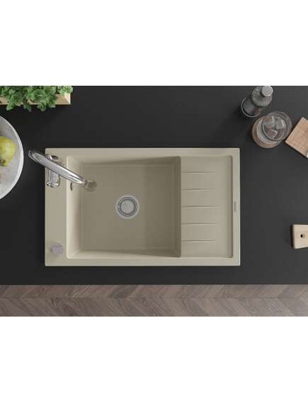 Mexen Elias zlewozmywak granitowy 1-komorowy z ociekaczem i baterią kuchenną Savita, beżowy - 6511-69-672601-00, изображение 4