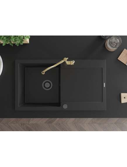 Mexen Leo zlewozmywak granitowy 1-komorowy z ociekaczem i baterią kuchenną Carla, czarny - 6501-77-670700-50-B, изображение 4