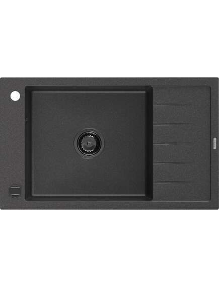 Mexen Elias zlewozmywak granitowy 1-komorowy z ociekaczem 795 x 480 mm, czarny nakrapiany, syfon czarny - 6511791005-76-B
