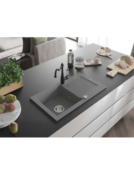 Mexen Pablo zlewozmywak granitowy 1-komorowy z ociekaczem i baterią kuchenną Carla, szary - 6510-71-670700-70, изображение 2