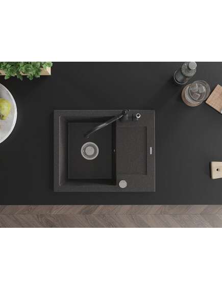Mexen Enzo zlewozmywak granitowy 1-komorowy z ociekaczem i baterią kuchenną Carla, czarny nakrapiany - 6506-76-670700-70, изображение 4