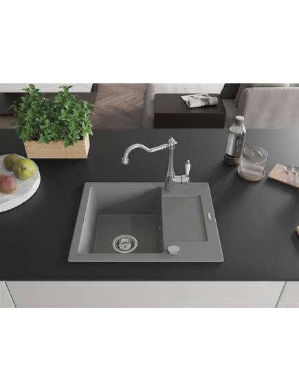 Mexen Enzo zlewozmywak granitowy 1-komorowy z ociekaczem i baterią kuchenną Carla, szary - 6506-71-670700-00, изображение 3