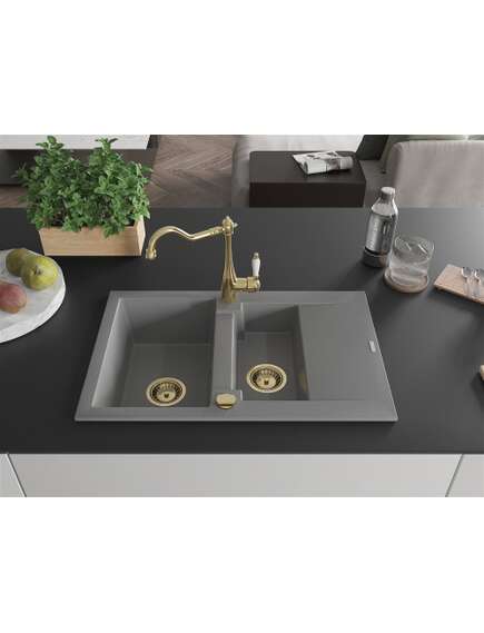 Mexen Gaspar zlewozmywak granitowy 1,5-komorowy z ociekaczem i baterią kuchenną Carla, szary - 6507-71-670700-50, изображение 3