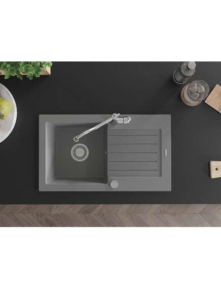 Mexen Pablo zlewozmywak granitowy 1-komorowy z ociekaczem i baterią kuchenną Carla, szary - 6510-71-670700-00, изображение 4