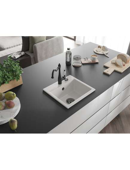 Mexen Milo zlewozmywak granitowy 1-komorowy z baterią kuchenną Carla, biały - 6505-20-670700-70, изображение 2
