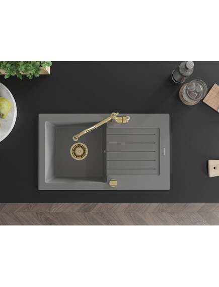 Mexen Pablo zlewozmywak granitowy 1-komorowy z ociekaczem i baterią kuchenną Carla, szary - 6510-71-670700-50, изображение 4