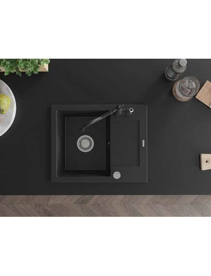 Mexen Enzo zlewozmywak granitowy 1-komorowy z ociekaczem i baterią kuchenną Carla, czarny - 6506-77-670700-70, изображение 4