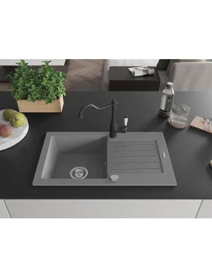 Mexen Pablo zlewozmywak granitowy 1-komorowy z ociekaczem i baterią kuchenną Carla, szary - 6510-71-670700-70, изображение 3
