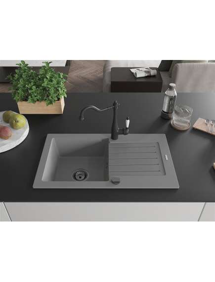 Mexen Pablo zlewozmywak granitowy 1-komorowy z ociekaczem i baterią kuchenną Carla, szary - 6510-71-670700-70-B, 3 image