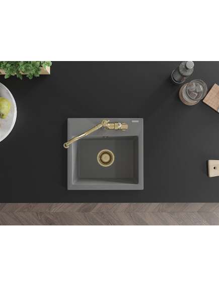 Mexen Milo zlewozmywak granitowy 1-komorowy z baterią kuchenną Carla, szary - 6505-71-670700-50, изображение 4