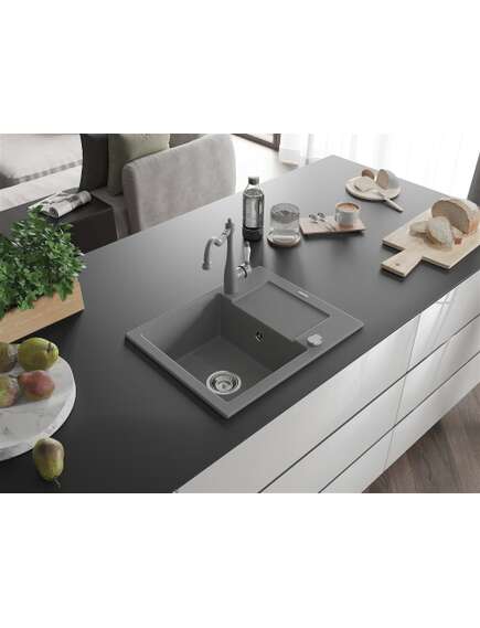 Mexen Enzo zlewozmywak granitowy 1-komorowy z ociekaczem i baterią kuchenną Carla, szary - 6506-71-670700-71, изображение 2