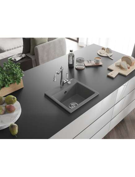 Mexen Milo zlewozmywak granitowy 1-komorowy z baterią kuchenną Carla, szary - 6505-71-670700-00, изображение 2