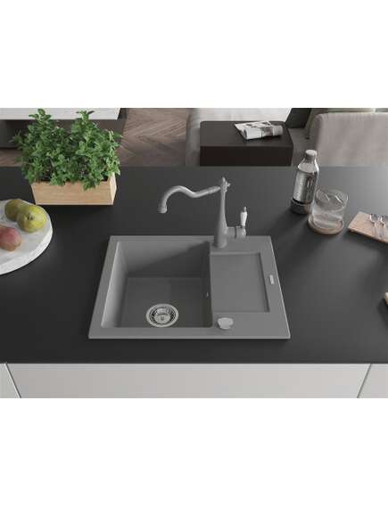 Mexen Enzo zlewozmywak granitowy 1-komorowy z ociekaczem i baterią kuchenną Carla, szary - 6506-71-670700-71, изображение 3