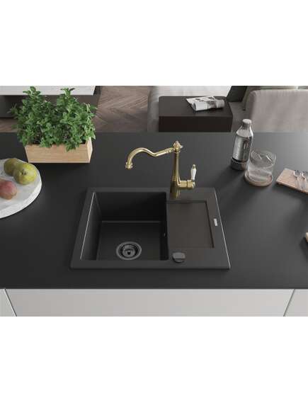 Mexen Enzo zlewozmywak granitowy 1-komorowy z ociekaczem i baterią kuchenną Carla, czarny - 6506-77-670700-50-B, изображение 3