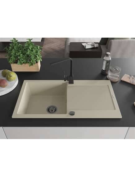 Mexen Leo zlewozmywak granitowy 1-komorowy z ociekaczem i baterią kuchenną Rita, beżowy - 6501-69-670300-70, изображение 3