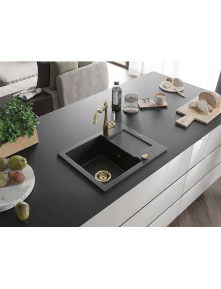Mexen Enzo zlewozmywak granitowy 1-komorowy z ociekaczem i baterią kuchenną Carla, czarny - 6506-77-670700-50, изображение 2