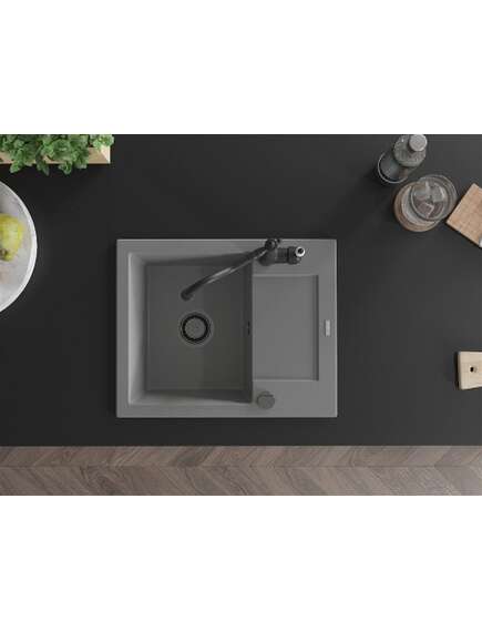 Mexen Enzo zlewozmywak granitowy 1-komorowy z ociekaczem i baterią kuchenną Carla, szary - 6506-71-670700-70-B, изображение 4